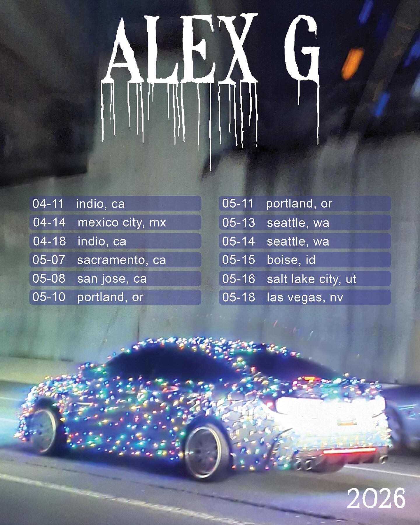 Alex G Tour Poster 2026
